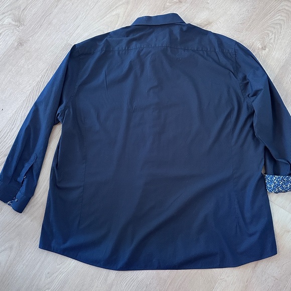 Men’s 4X Cotton Button Down Dress Shirt- Navy Micro Dot - Picture 6 of 10